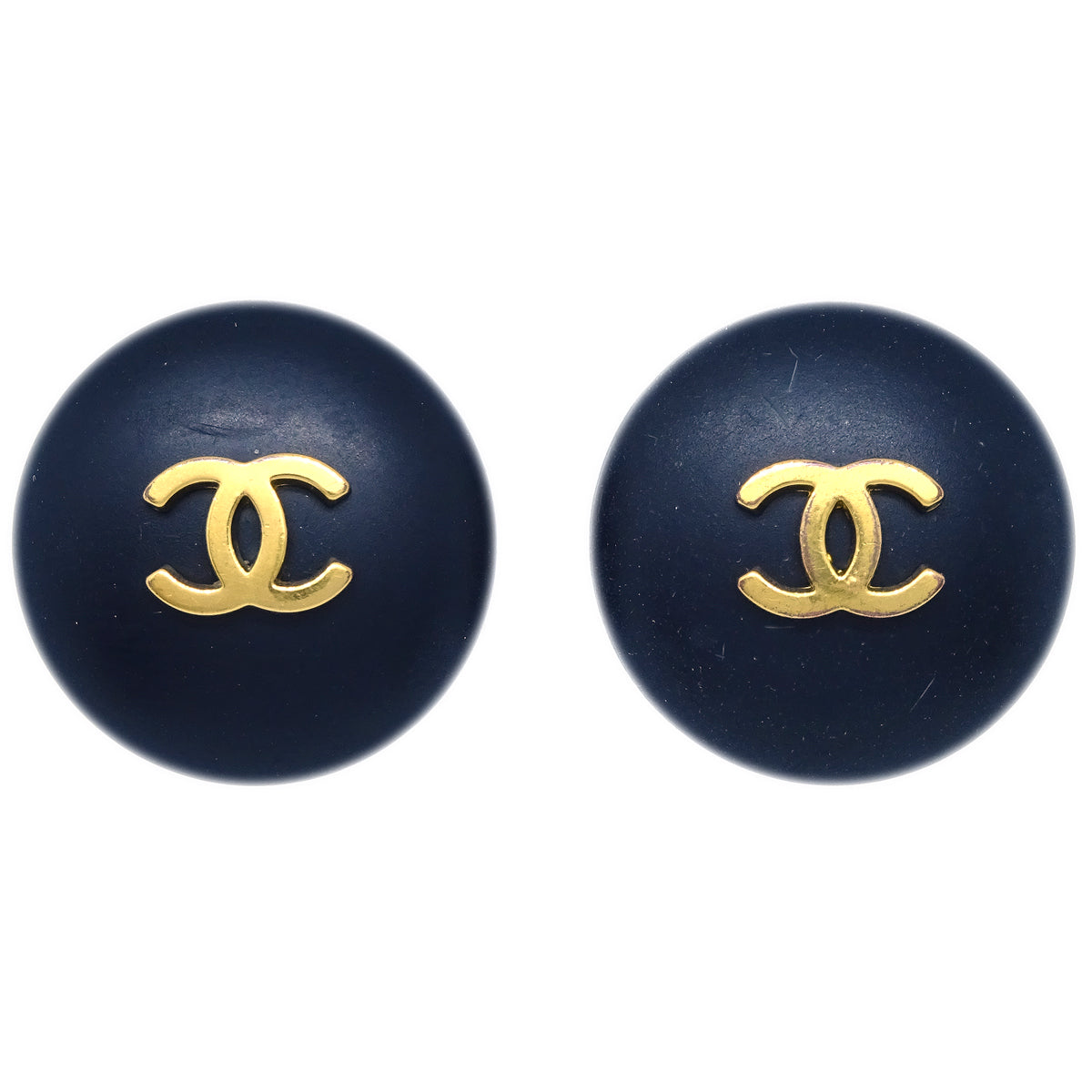 Luxury Chanel 1995 Gold & Black 'CC' Button Earrings