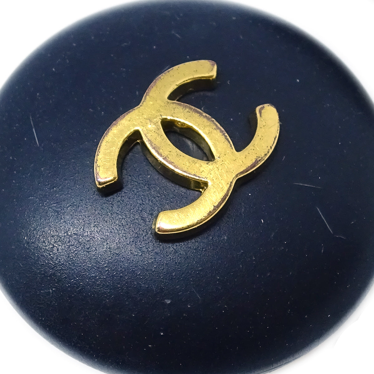 Luxury Chanel 1995 Gold & Black 'CC' Button Earrings