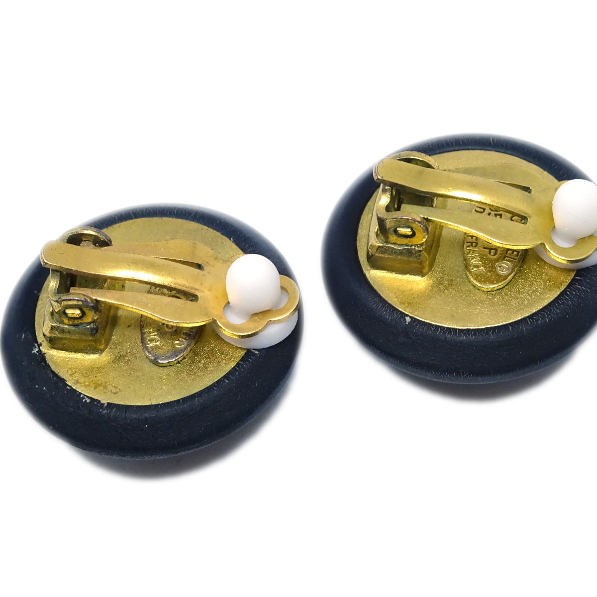 Luxury Chanel 1995 Gold & Black 'CC' Button Earrings