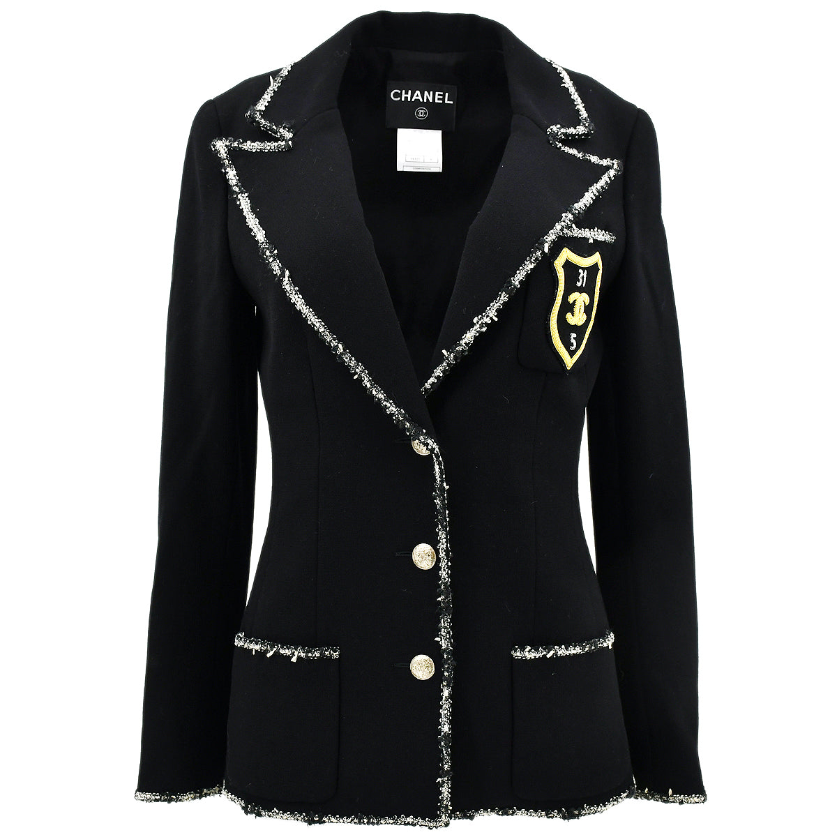 Luxury Chanel Cruise 2005 emblem patch single-breasted blazer #36