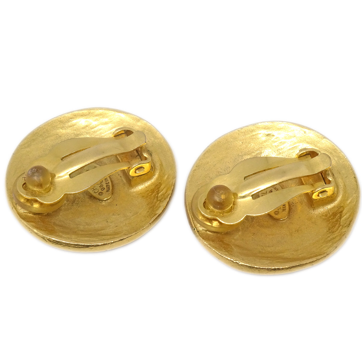 Luxury Chanel Button Earrings Clip-On Gold 96A