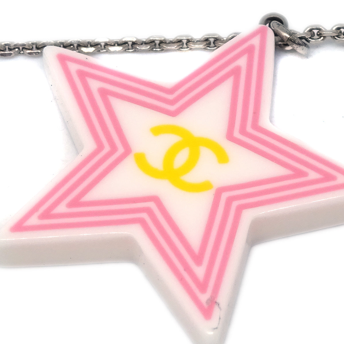 Luxury Chanel Star Chain Necklace Pendant Silver White 04C