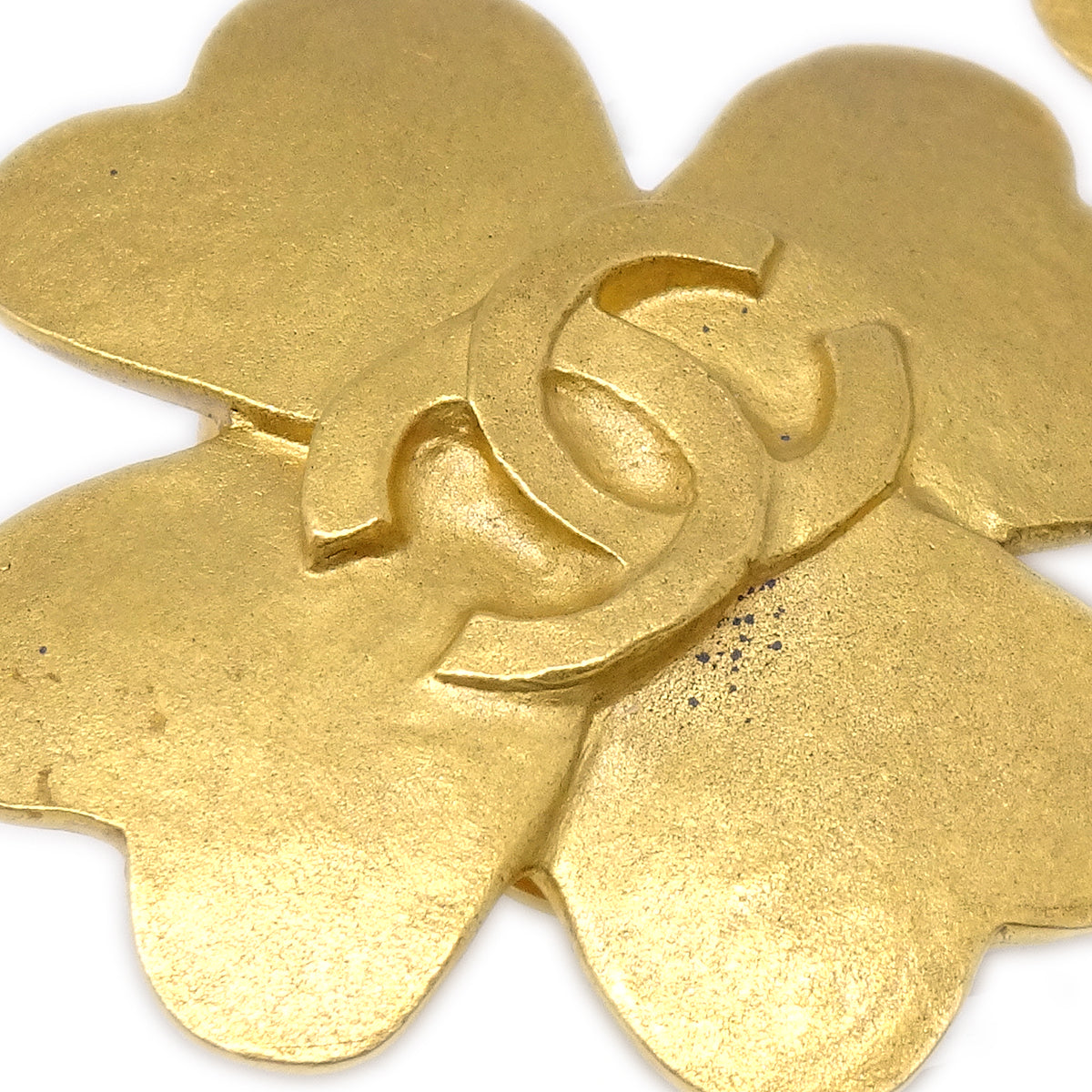 Luxury Chanel Clover Earrings Clip-On Gold 95P