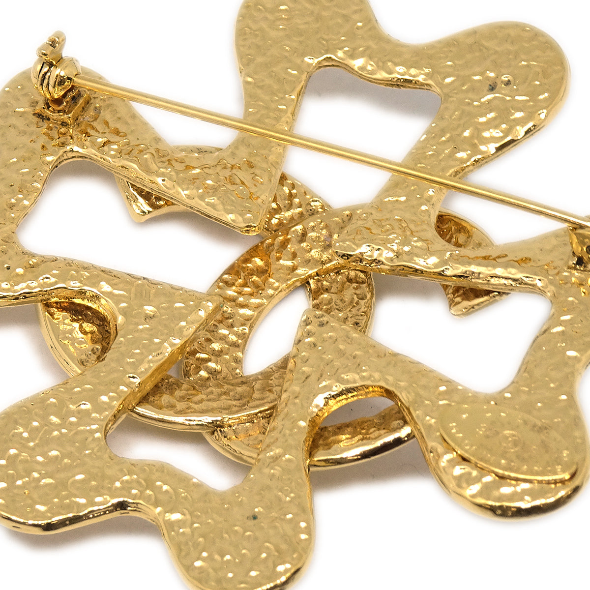 Luxury Chanel Clover Brooch Pin Gold 94P