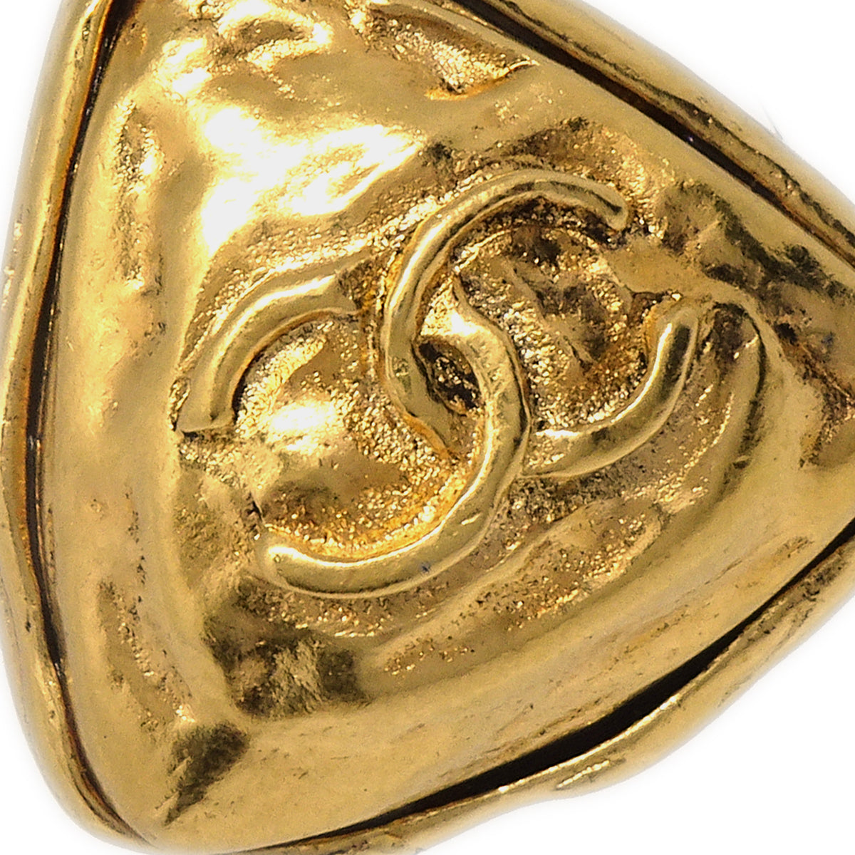 Luxury Chanel Triangle Earrings Clip-On Gold