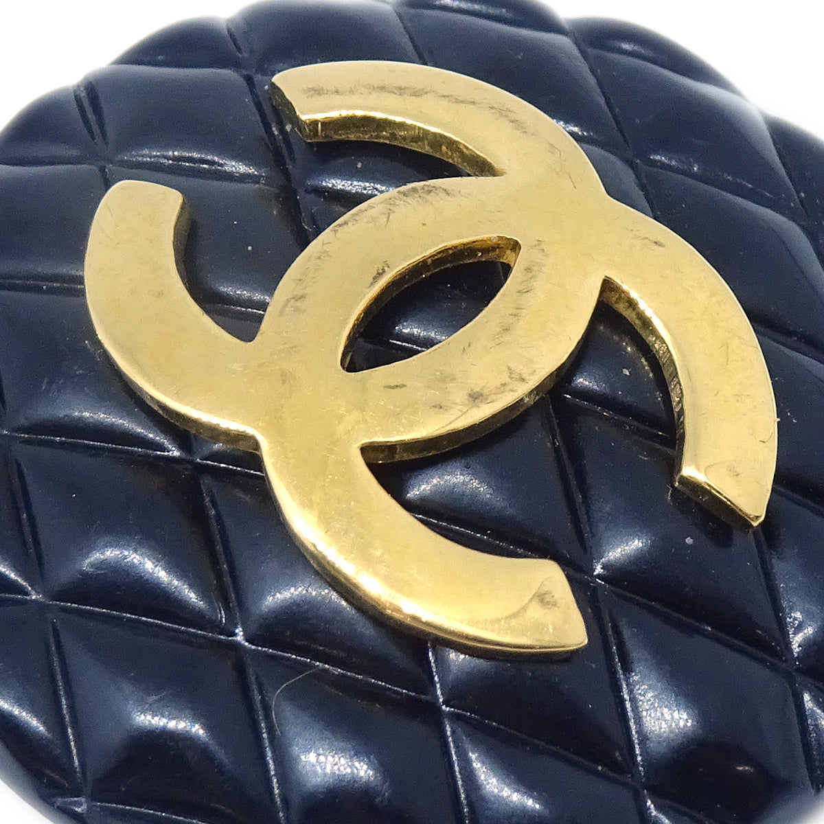 Luxury Chanel Button Earrings Clip-On Black