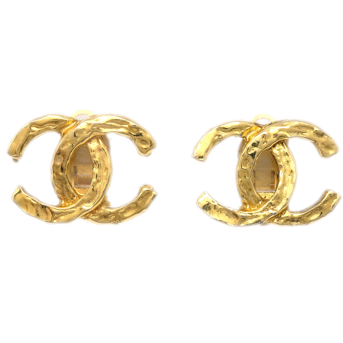 Luxury Chanel CC Earrings Clip-On Gold