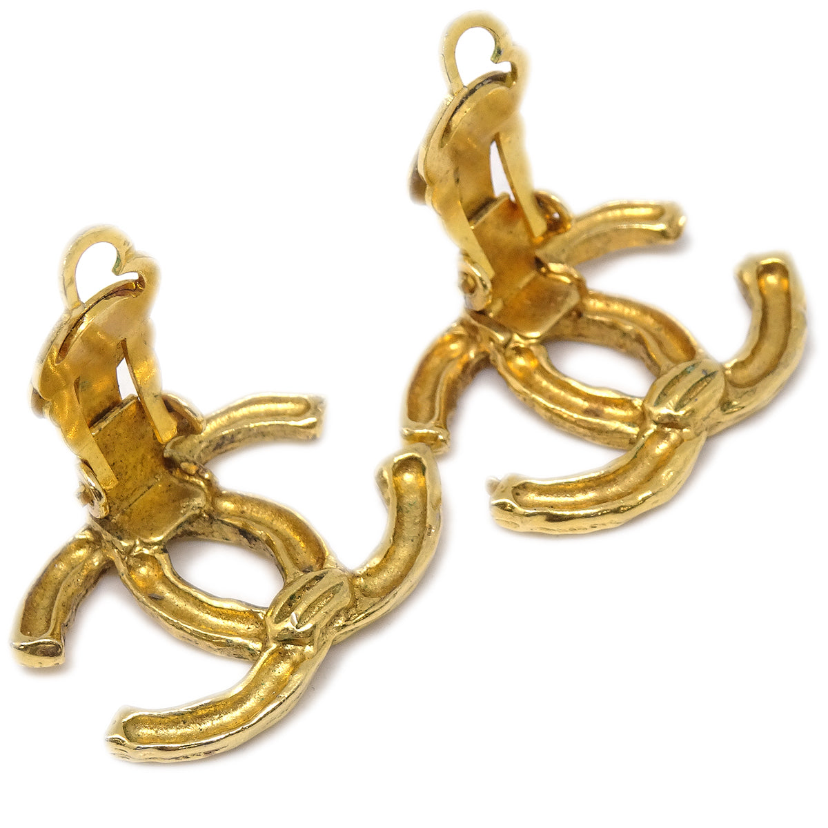 Luxury Chanel CC Earrings Clip-On Gold