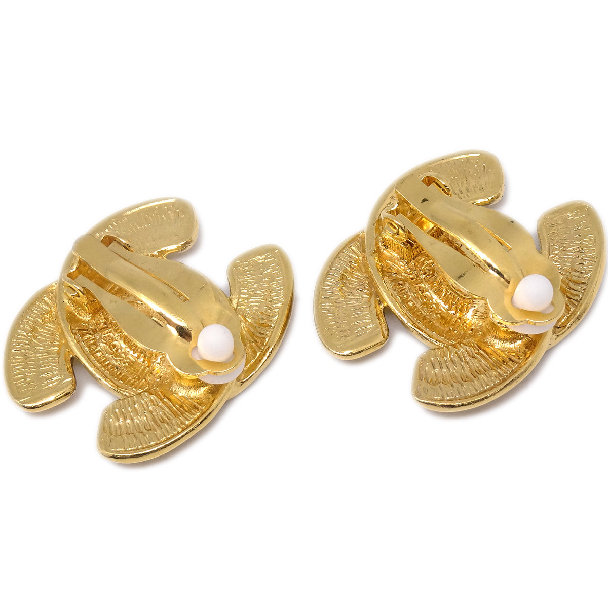 Luxury Chanel CC Quilted Earrings Clip-On Gold 2459