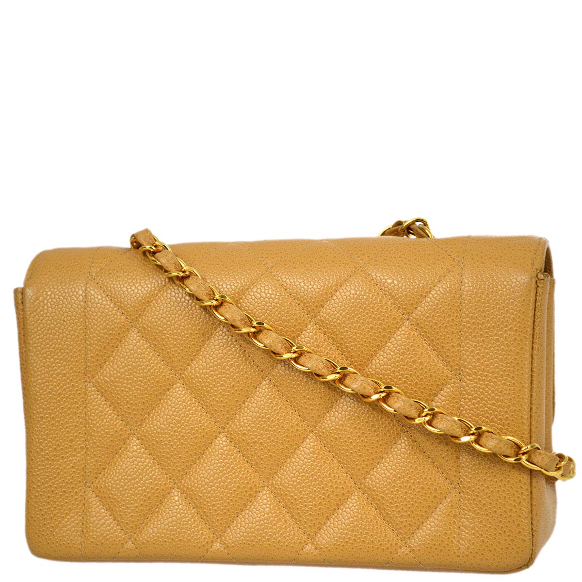 Luxury Chanel 1994-1996 Beige Caviar Small Diana Shoulder Bag