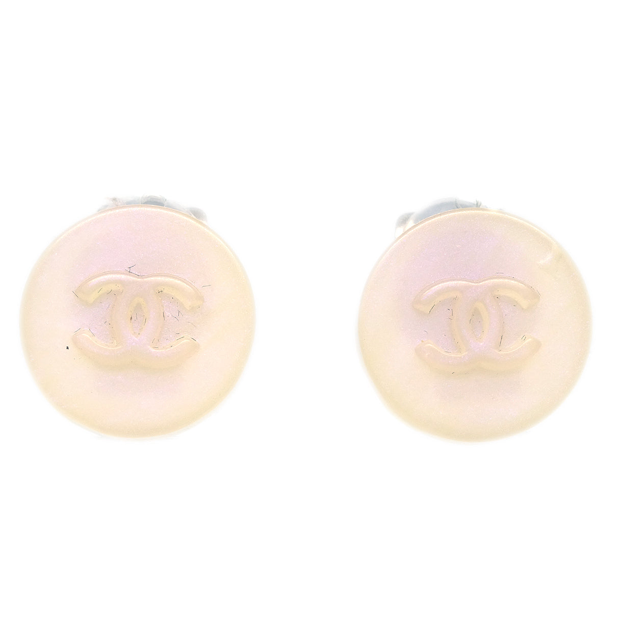 Luxury Chanel Button Earrings Clip-On White 00C