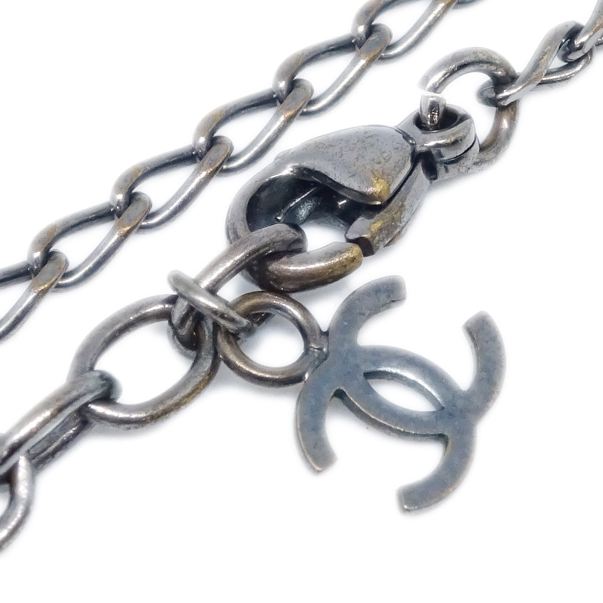 Luxury Chanel Mademoiselle Chain Pendant Necklace Silver 03P