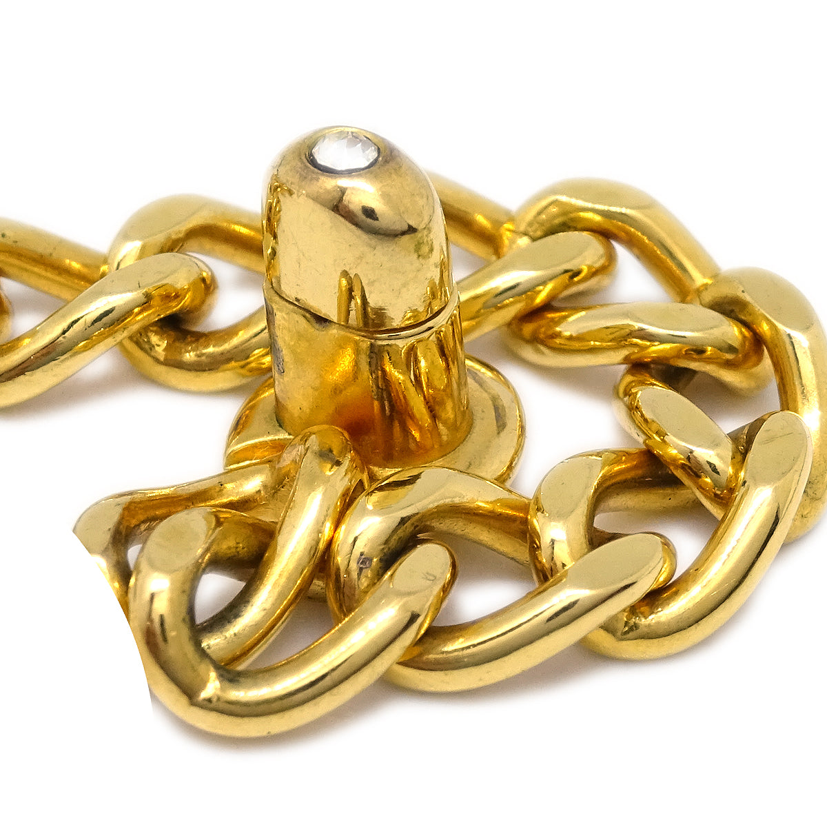 Luxury Chanel Turnlock Rhinestone Gold Chain Bracelet 96A