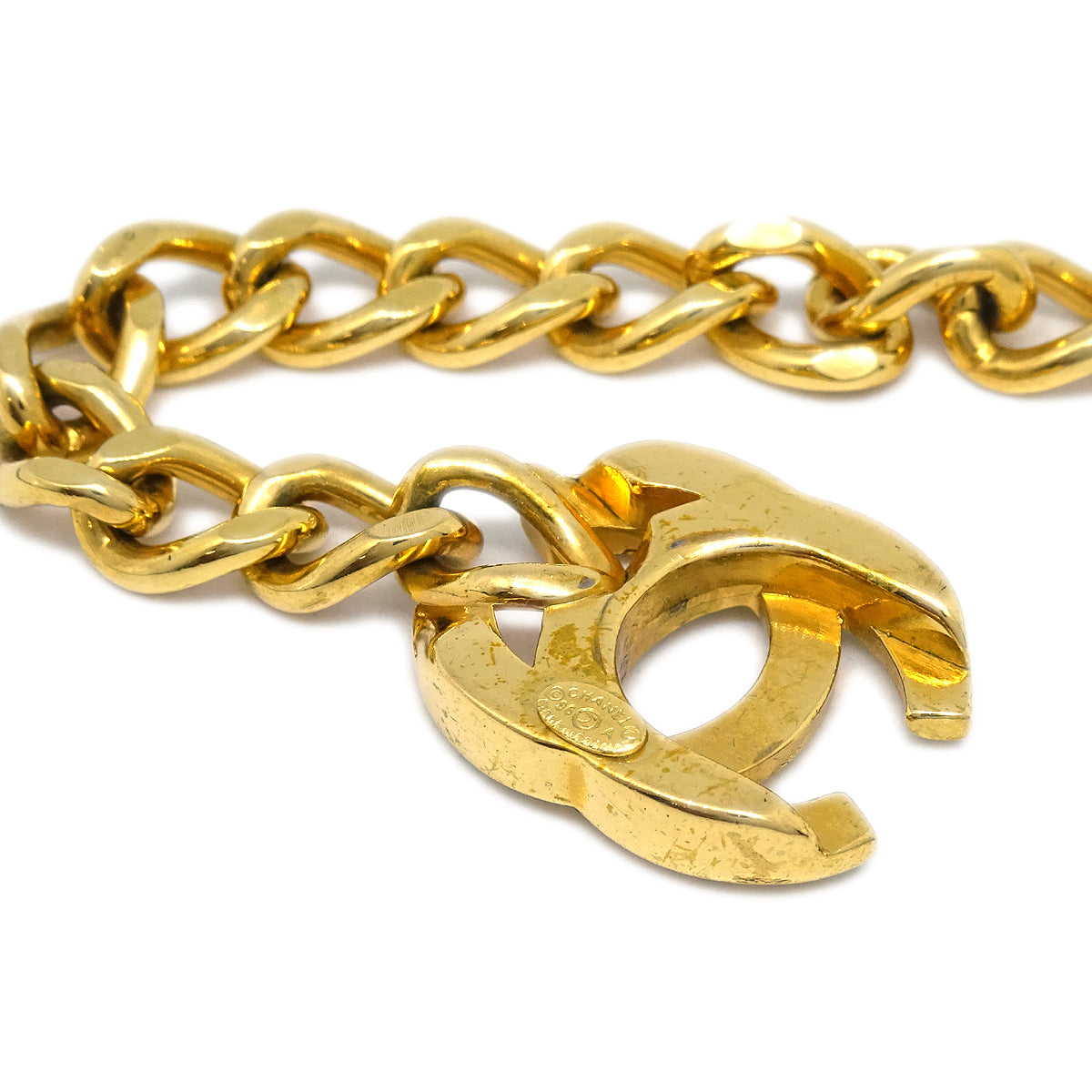 Luxury Chanel Turnlock Rhinestone Gold Chain Bracelet 96A