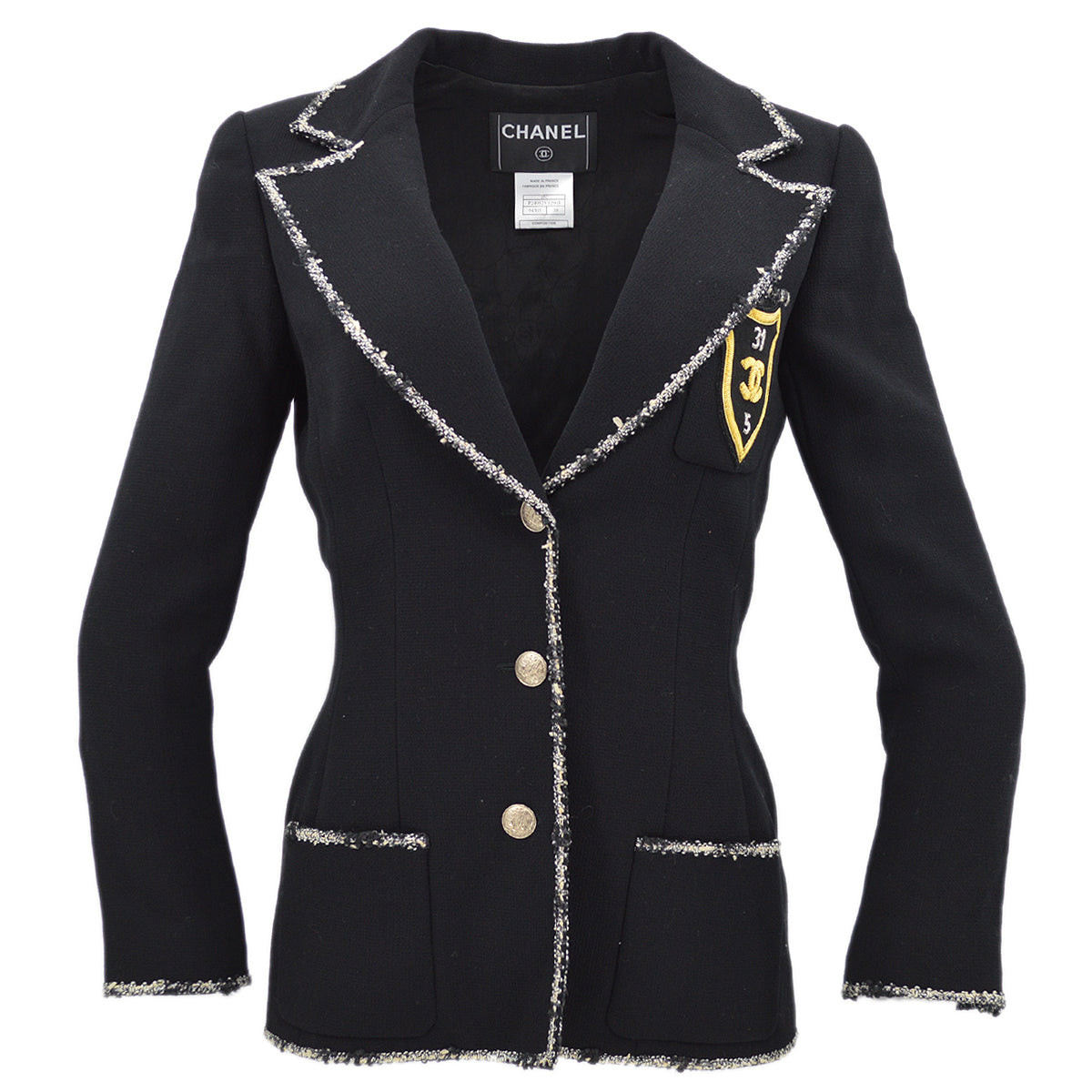 Luxury Chanel Cruise 2005 emblem patch single-breasted blazer #38