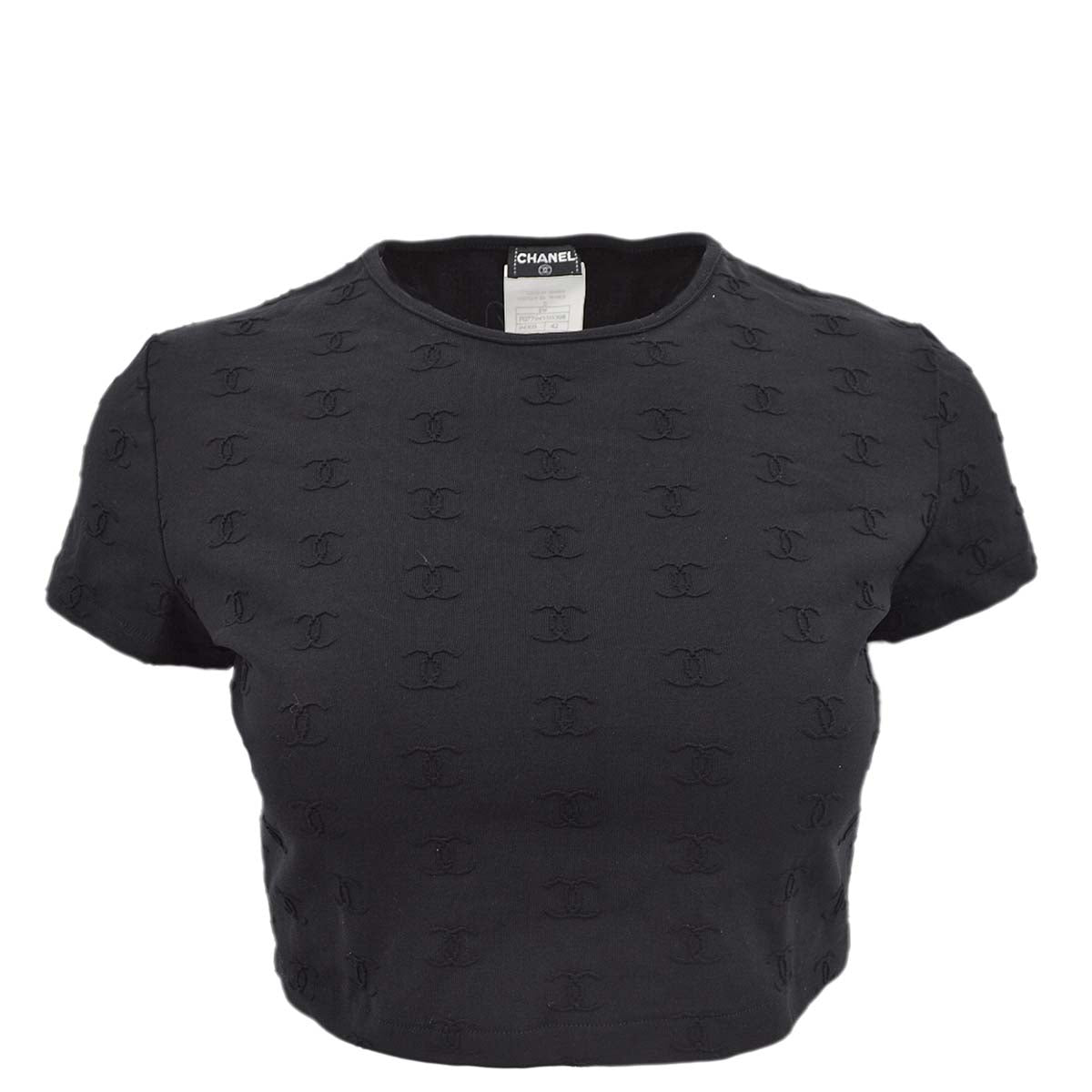 Luxury Chanel spring 1997 CC logo-embroidered cropped T-shirt #42