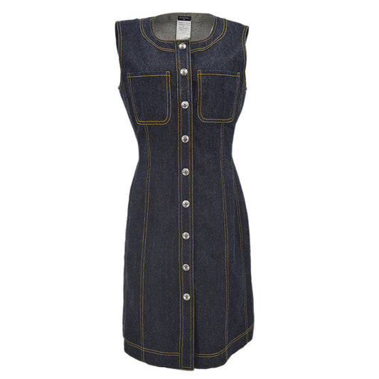 Luxury Chanel Sleeveless Denim Dress Indigo E97 #42
