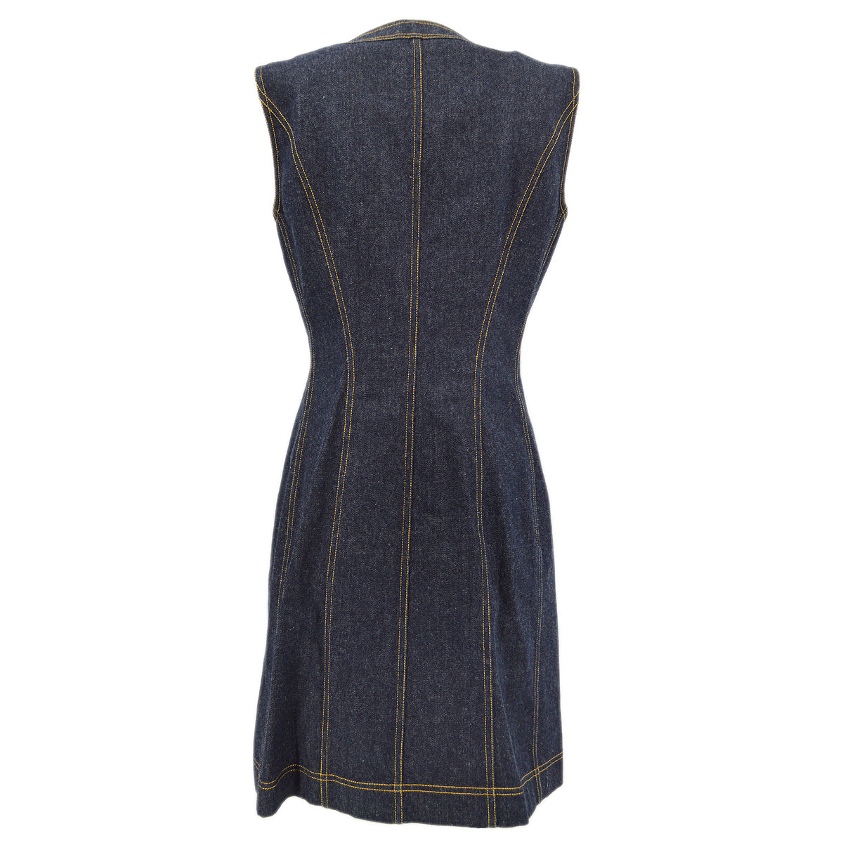Luxury Chanel Sleeveless Denim Dress Indigo E97 #42