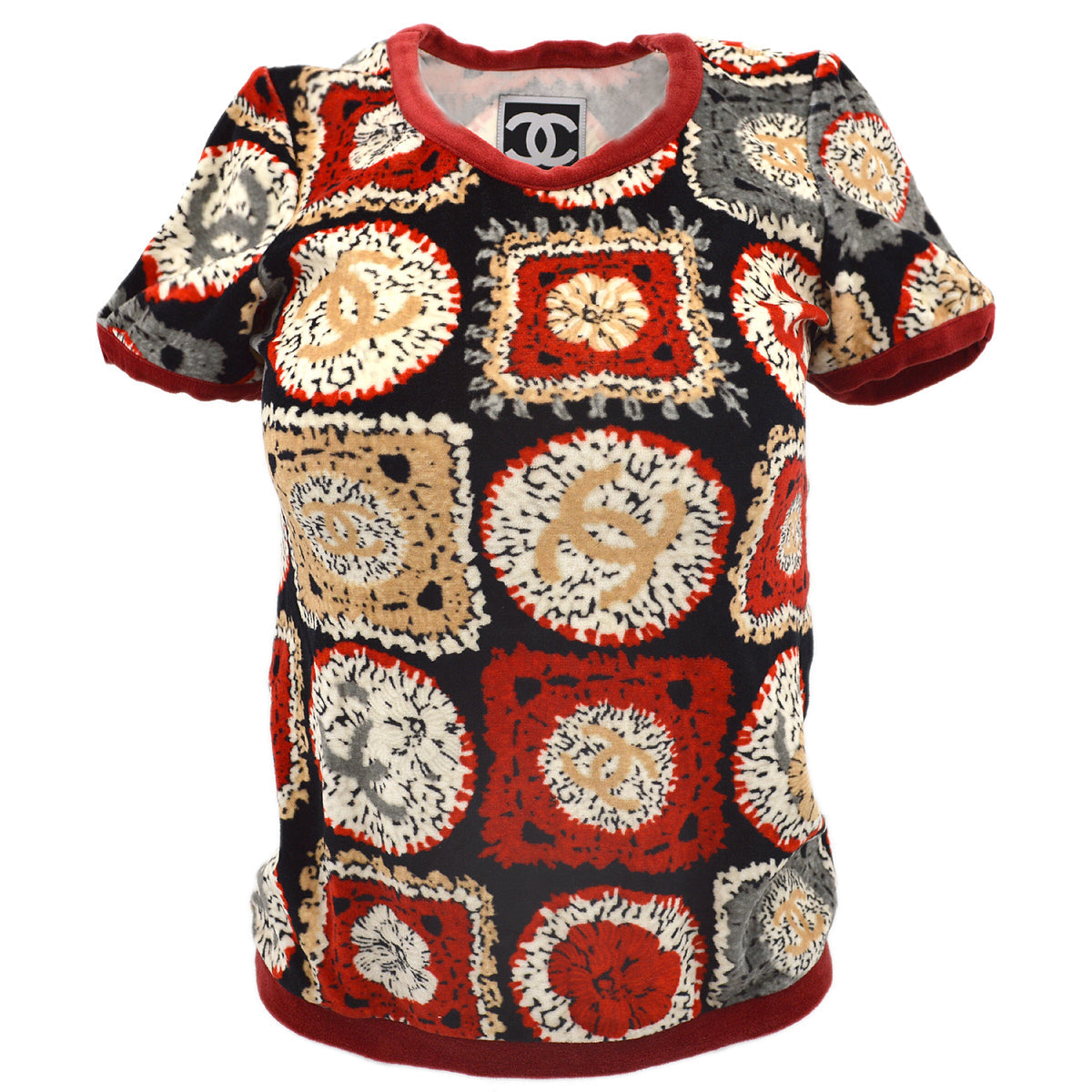 Luxury Chanel Short Sleeve Tops Red Black 09P