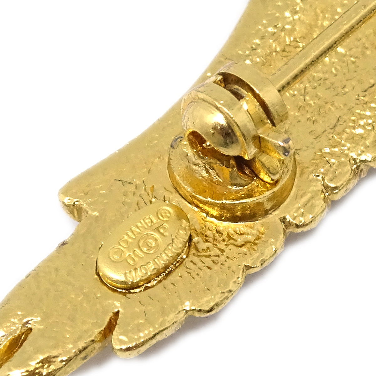 Luxury Chanel Eagle Rhinestone Brooch Pin Gold 01P