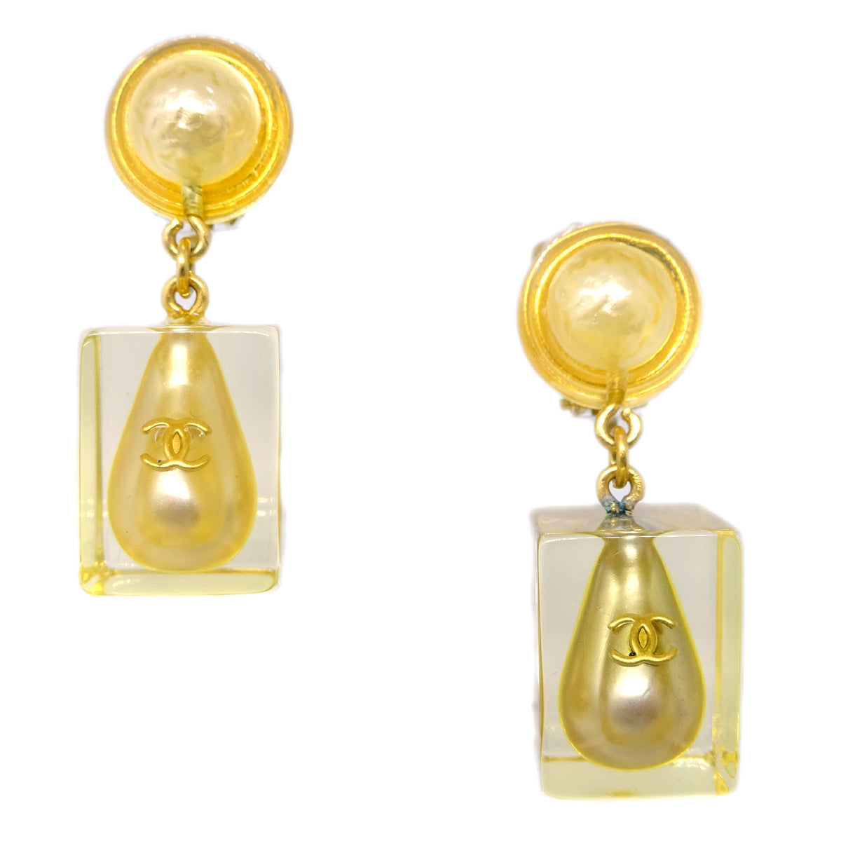 Luxury Chanel Artificial Pearl Dangle Earrings Clip-On 97P