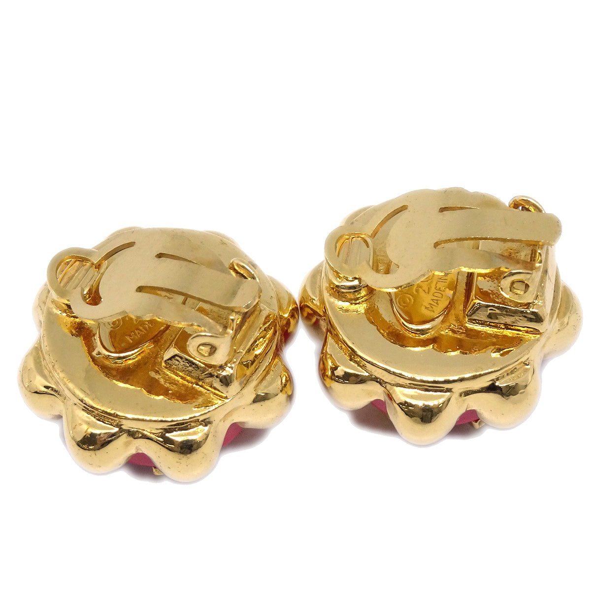 Luxury Chanel Button Earrings Clip-On Red 29