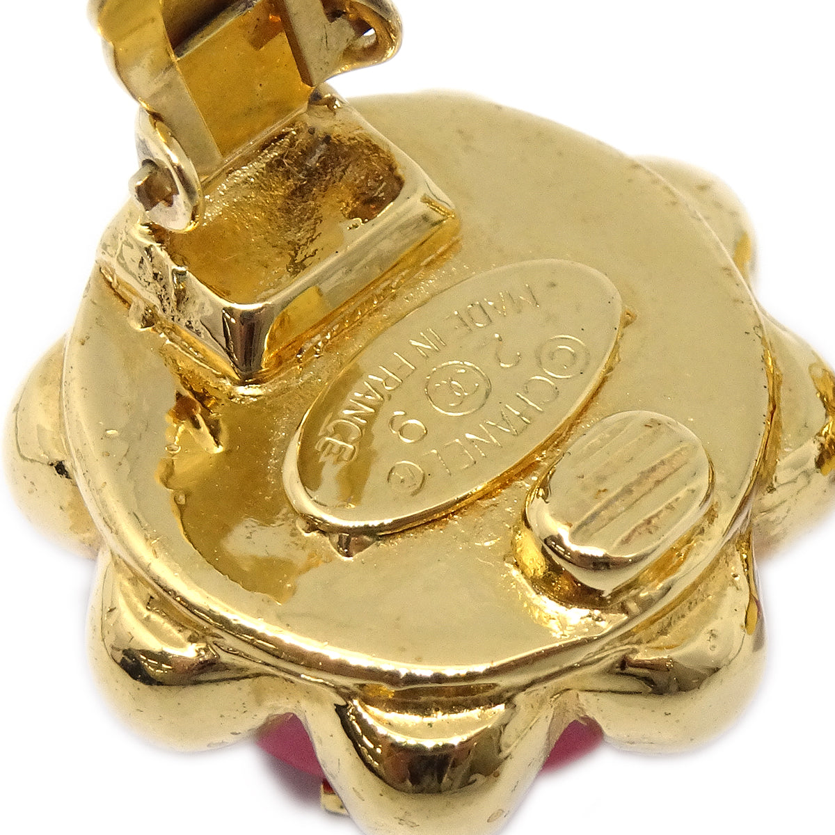 Luxury Chanel Button Earrings Clip-On Red 29