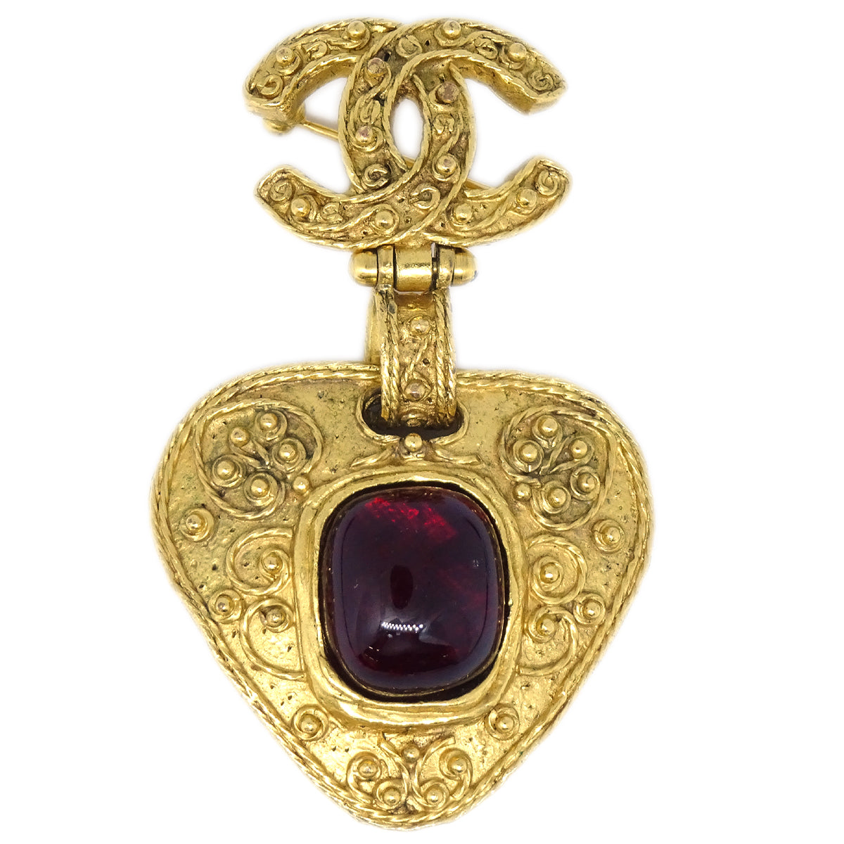 Luxury Chanel Gripoix Brooch Pin Gold 94A