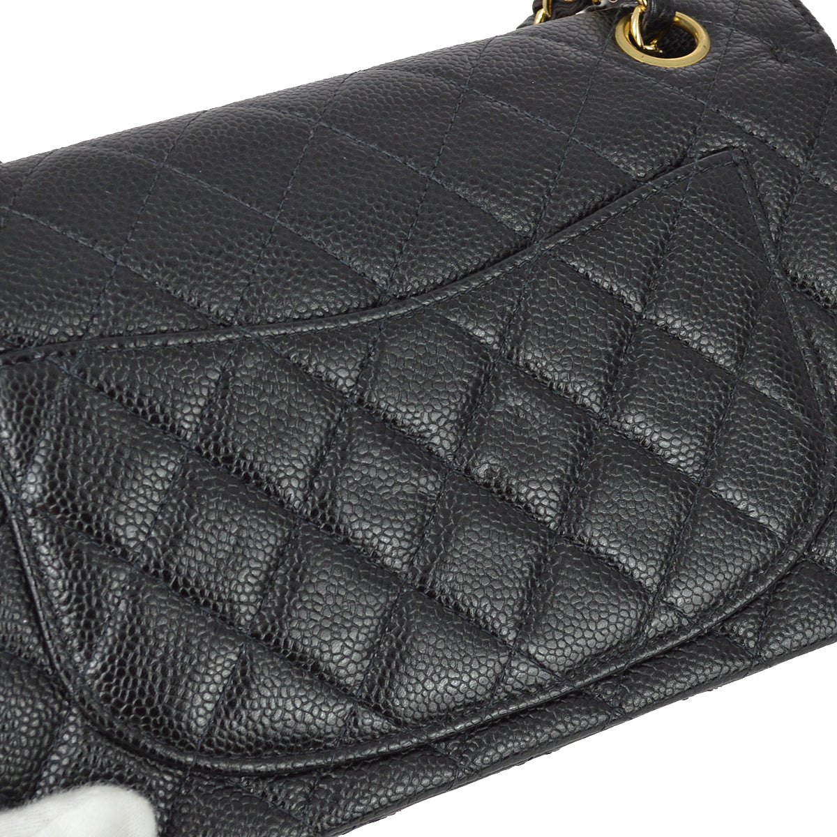 Luxury Chanel 2001-2003 Black Caviar Small Classic Double Flap Shoulder Bag