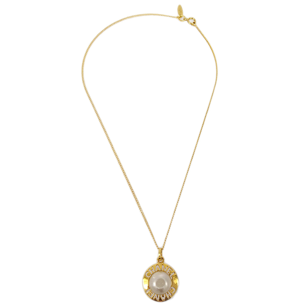 Luxury Chanel Artificial Pearl Gold Chain Pendant Necklace