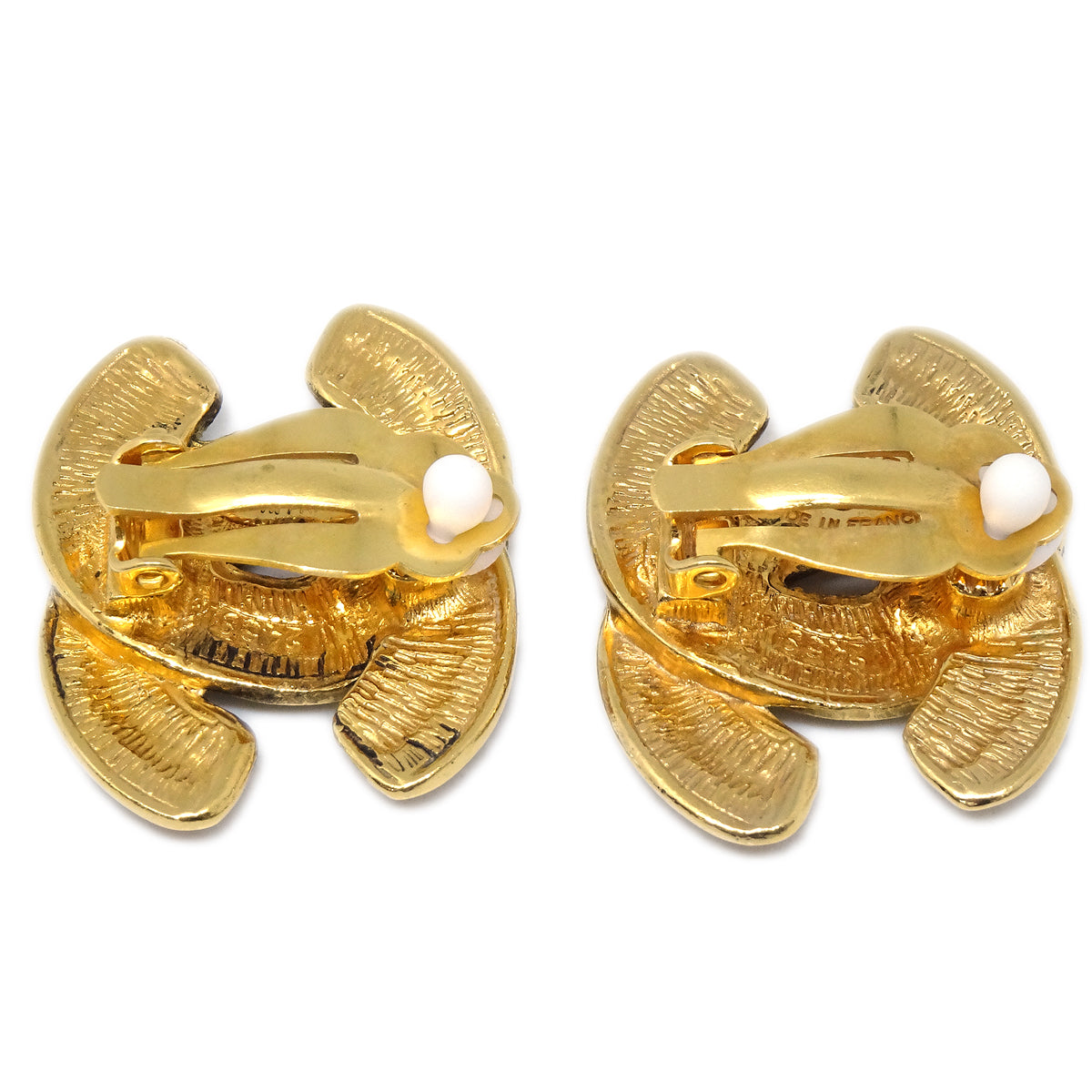 Luxury Chanel Quilted Earrings Clip-On Gold 2459