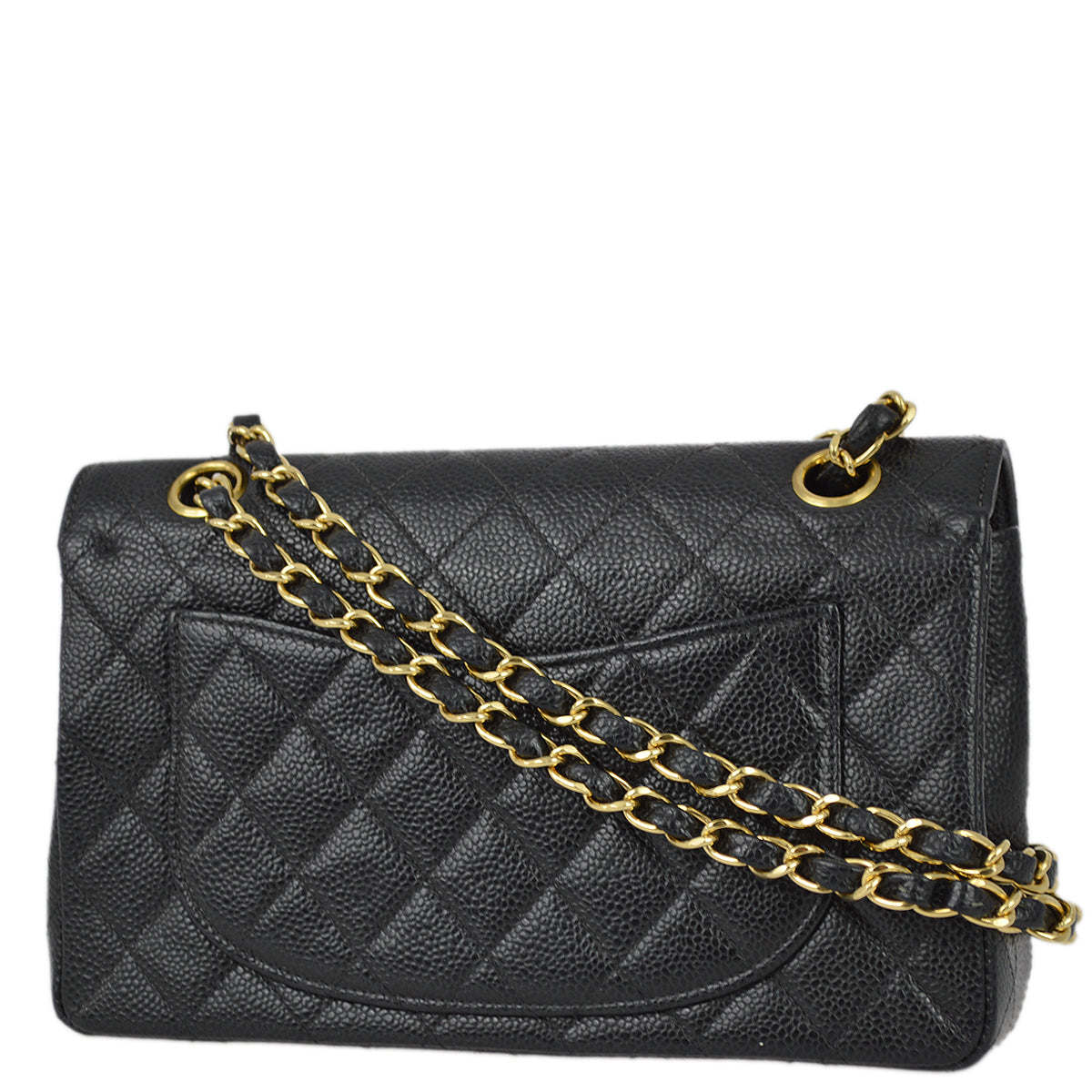 Luxury Chanel 2001-2003 Black Caviar Small Classic Double Flap Shoulder Bag