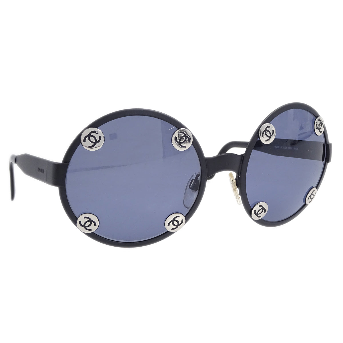 Luxury Chanel Black Round Sunglasses Eyewear