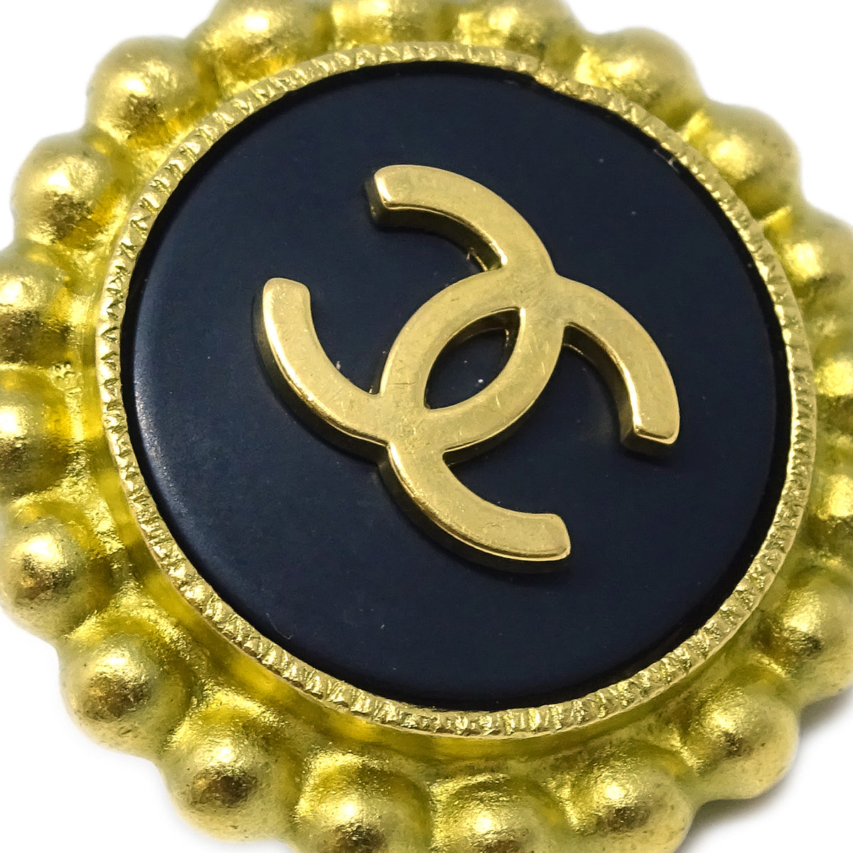 Luxury Chanel 1995 Gold & Black 'CC' Button Earrings
