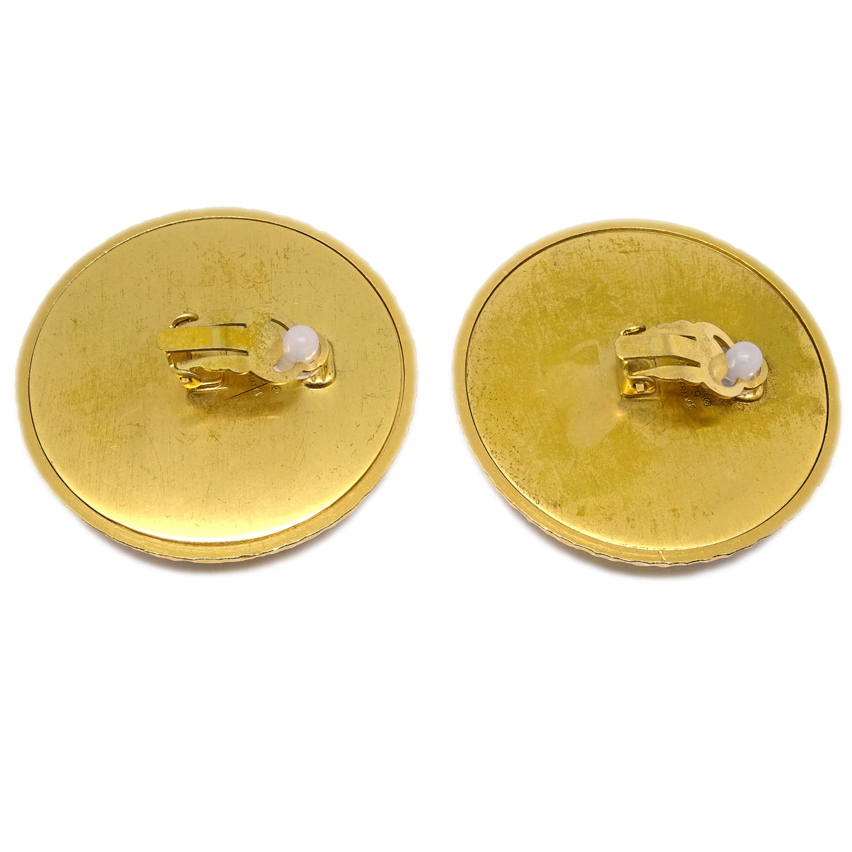 Luxury Chanel Button Earrings Clip-On Gold 29