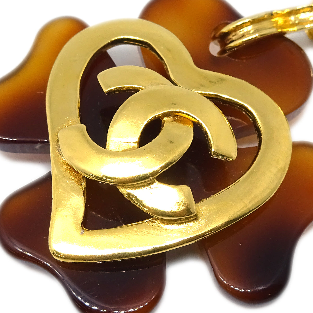 Luxury Chanel Clover Dangle Earrings Gold Clip-On 95P