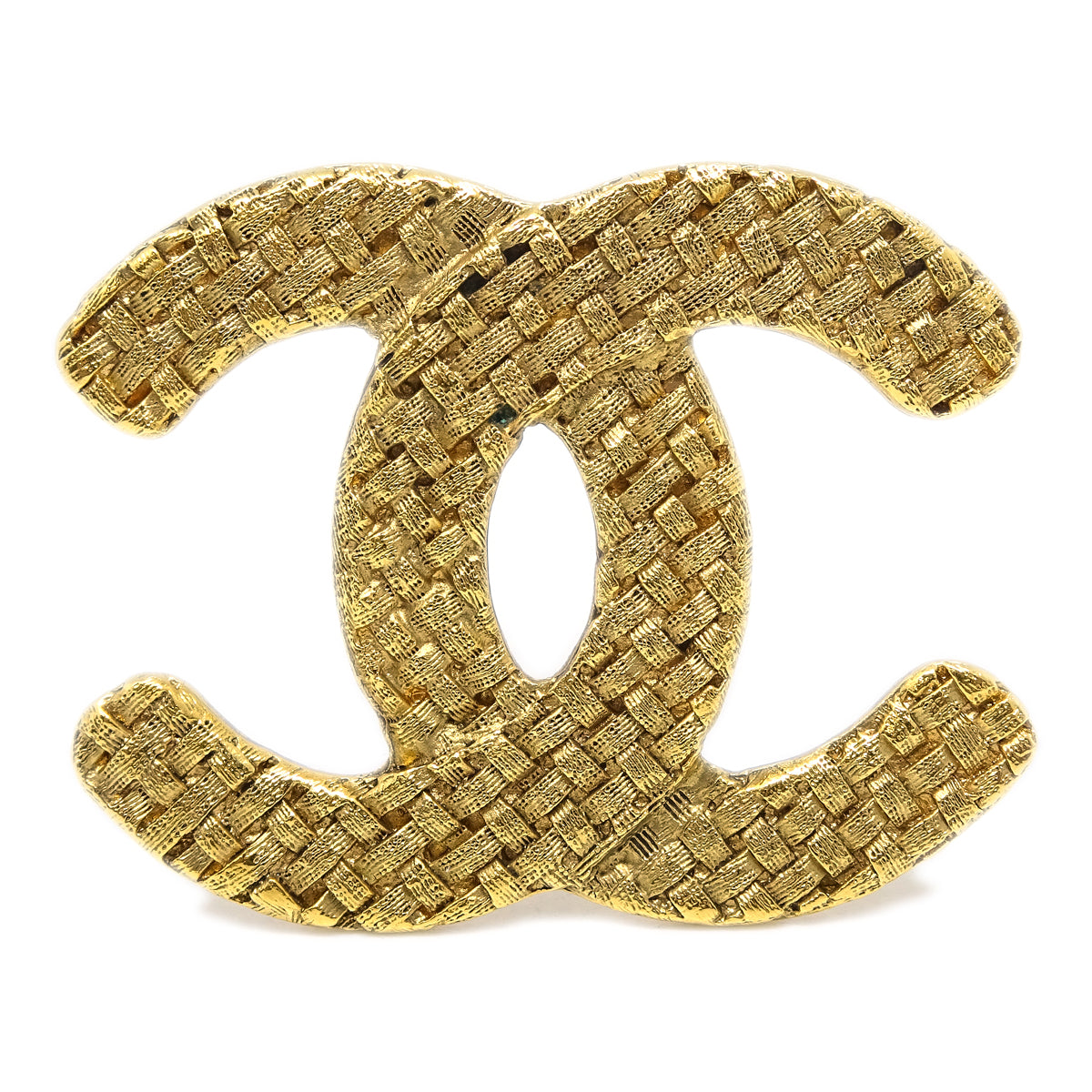 Luxury Chanel CC Quilted Brooch Pin Gold 1262/29