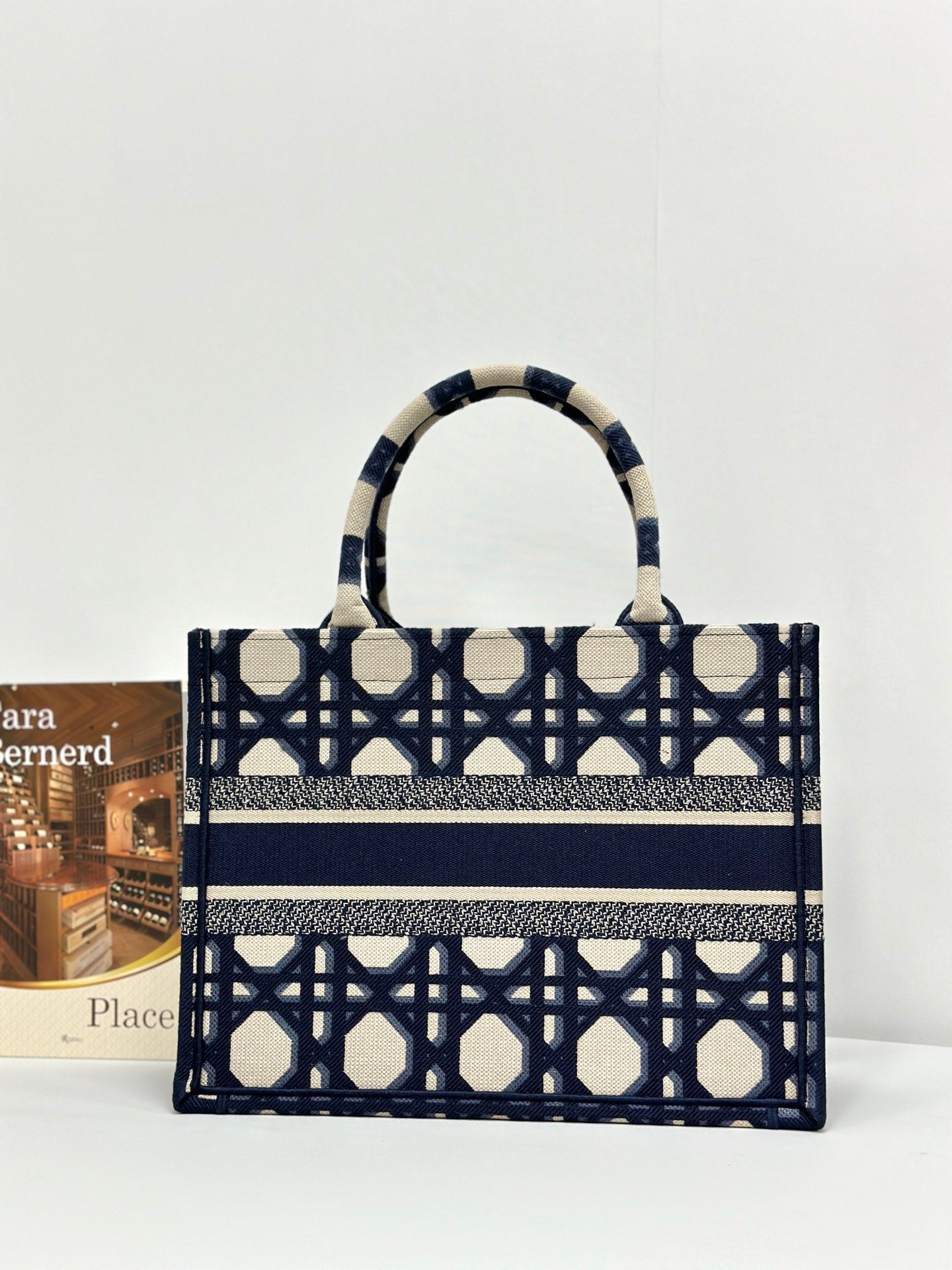Luxury DiorMEDIUM BOOK TOTE 37 BEIGE AND BLUE MACROCANNAGE EMBROIDERY