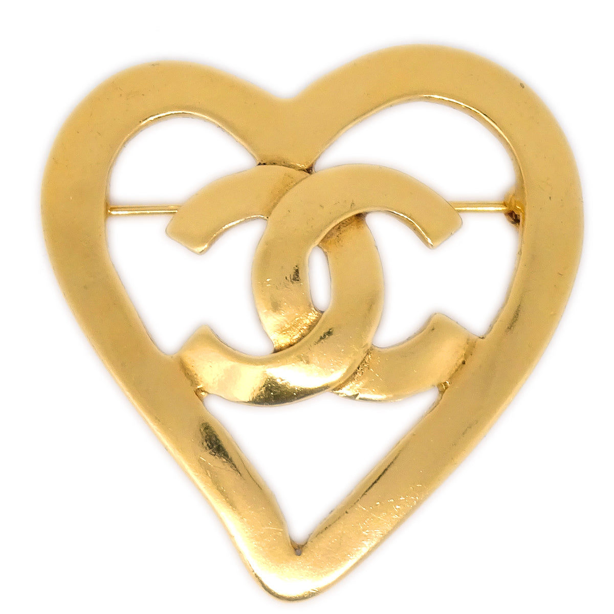 Luxury Chanel Heart Brooch Gold 95P