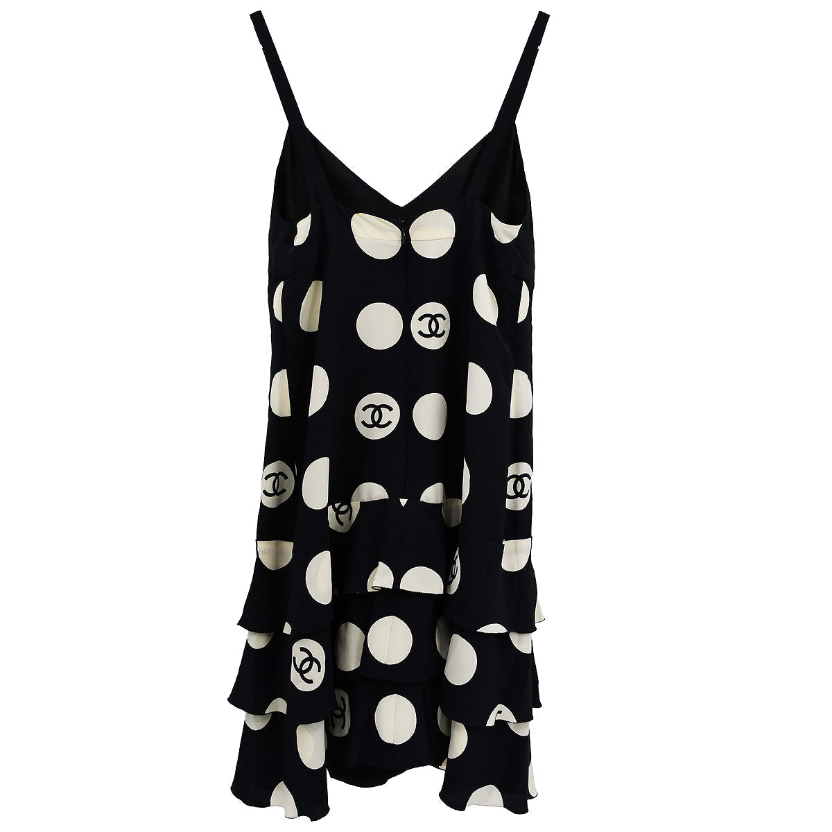 Luxury Chanel Spring 1997 Runway polka-dot ruffled silk dress #38