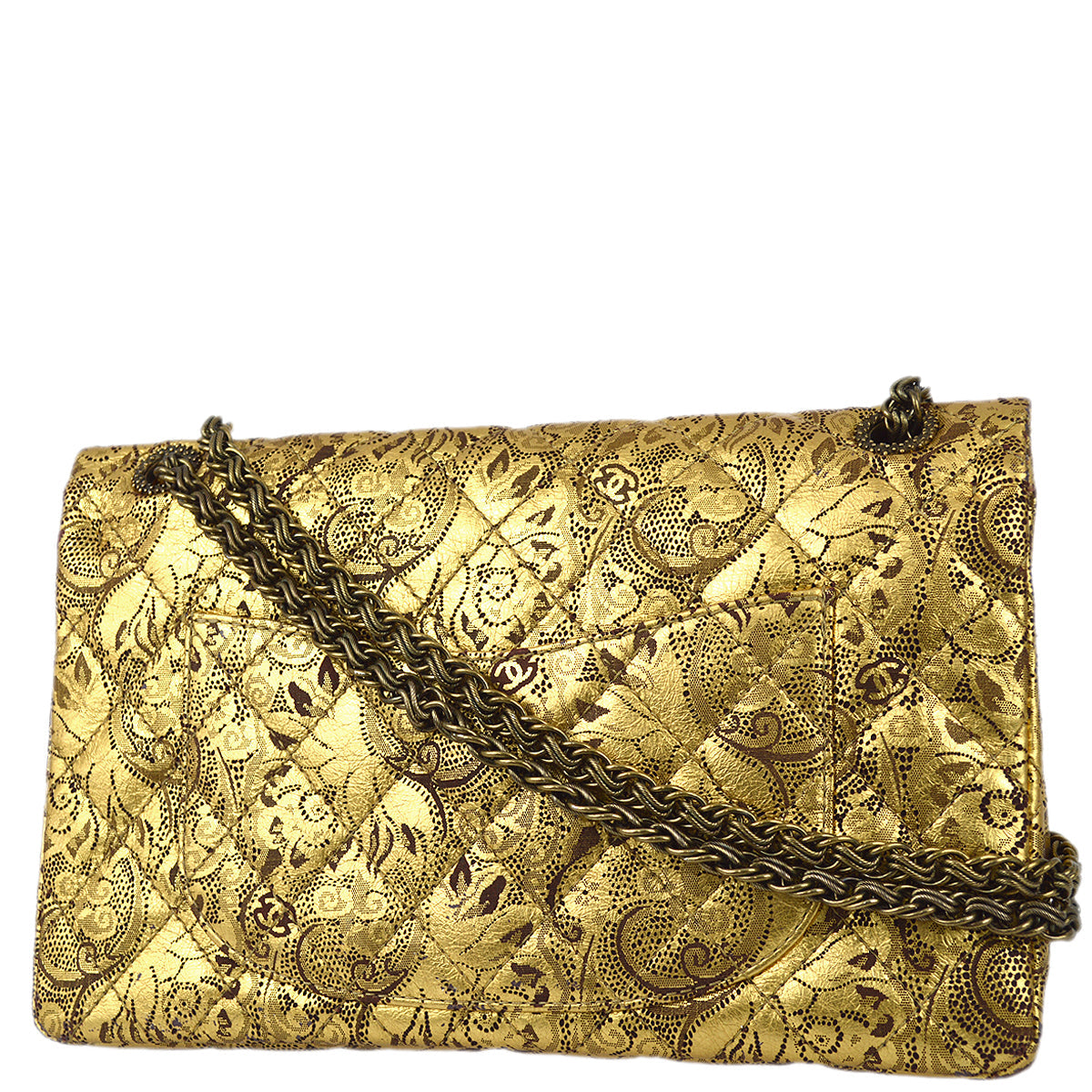 Luxury Chanel 2008 A Paris-Moscow Runway Metallic Gold Leather 2.55 Reissue Double Flap Bag