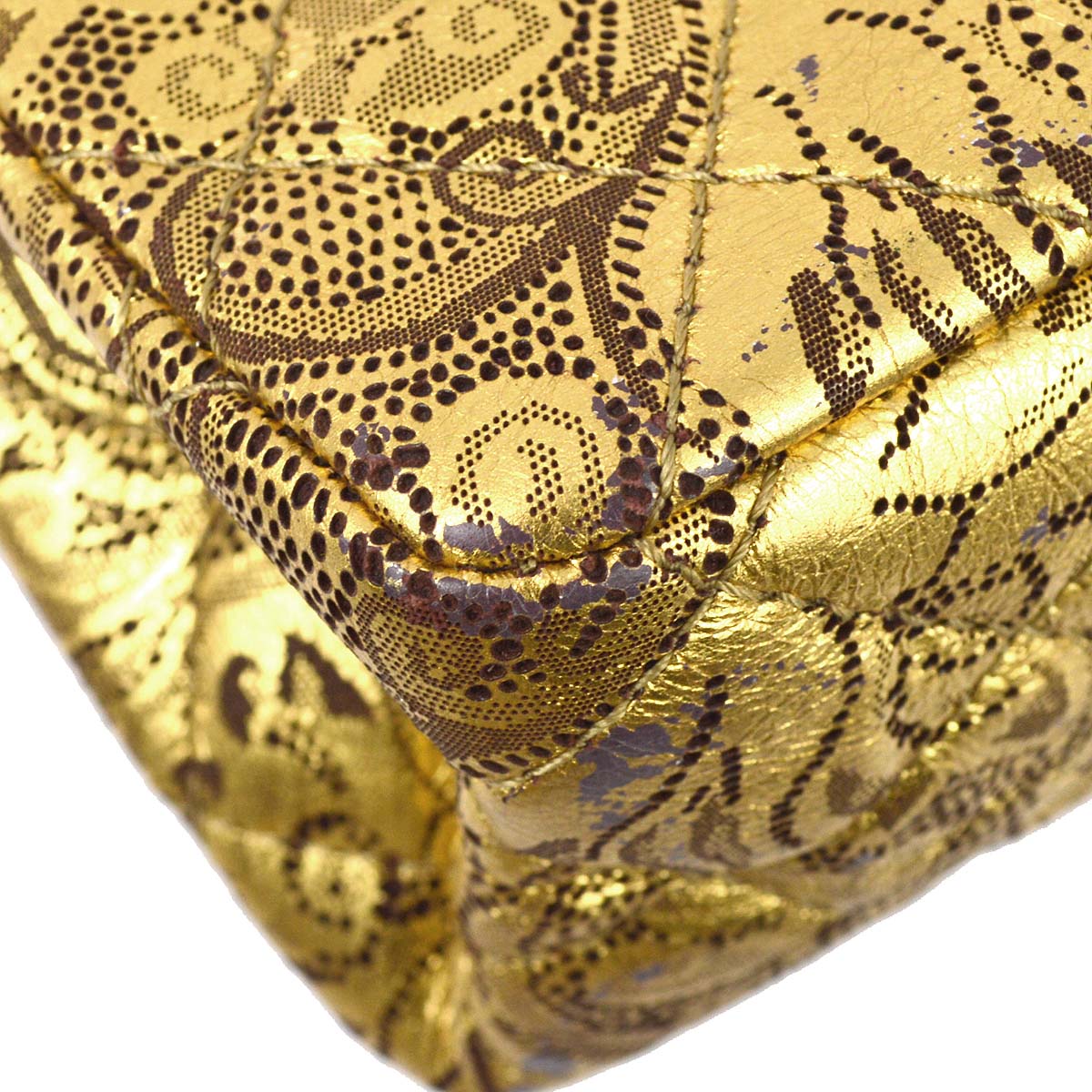Luxury Chanel 2008 A Paris-Moscow Runway Metallic Gold Leather 2.55 Reissue Double Flap Bag
