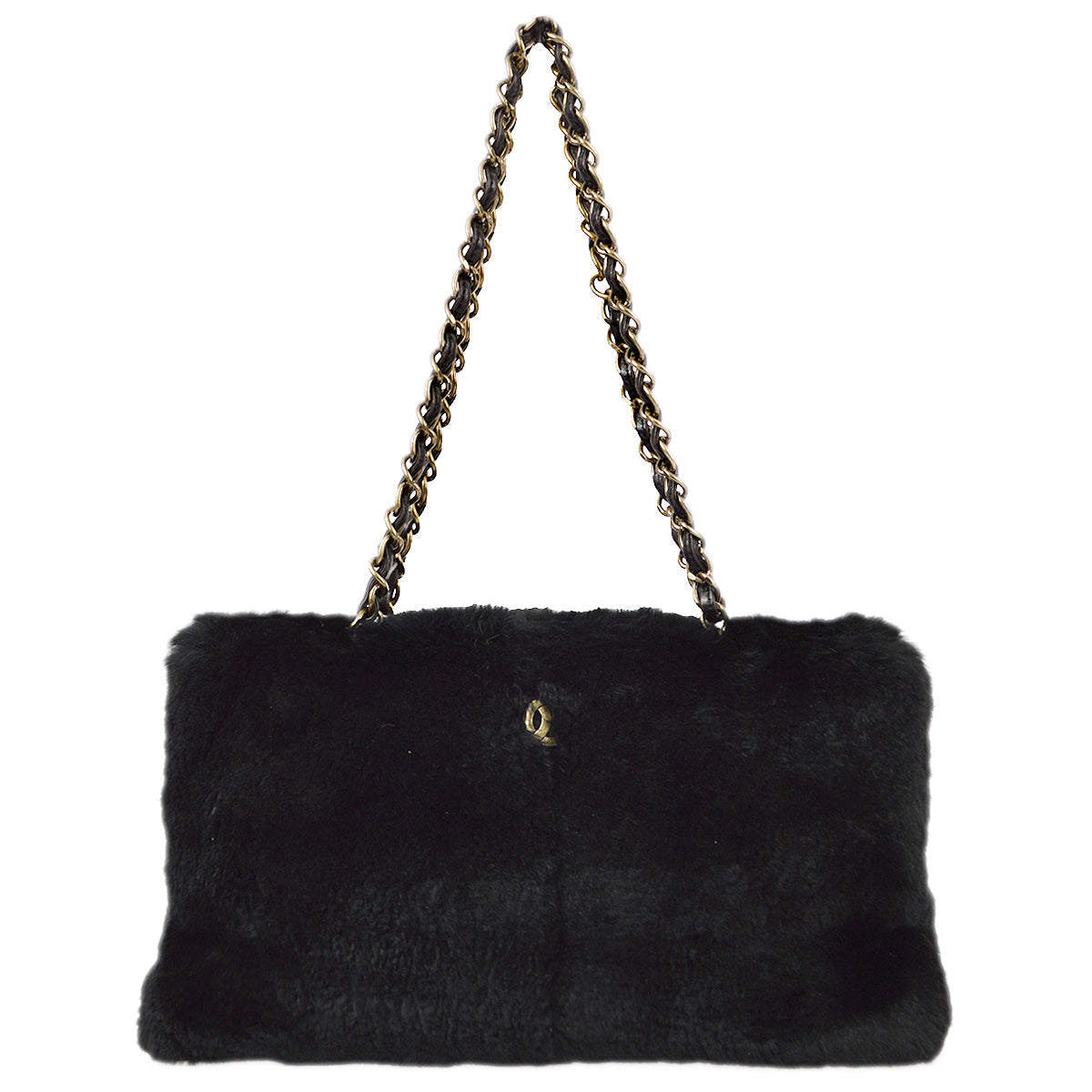 Luxury Chanel 2000-2001 Black Fur Tote Handbag