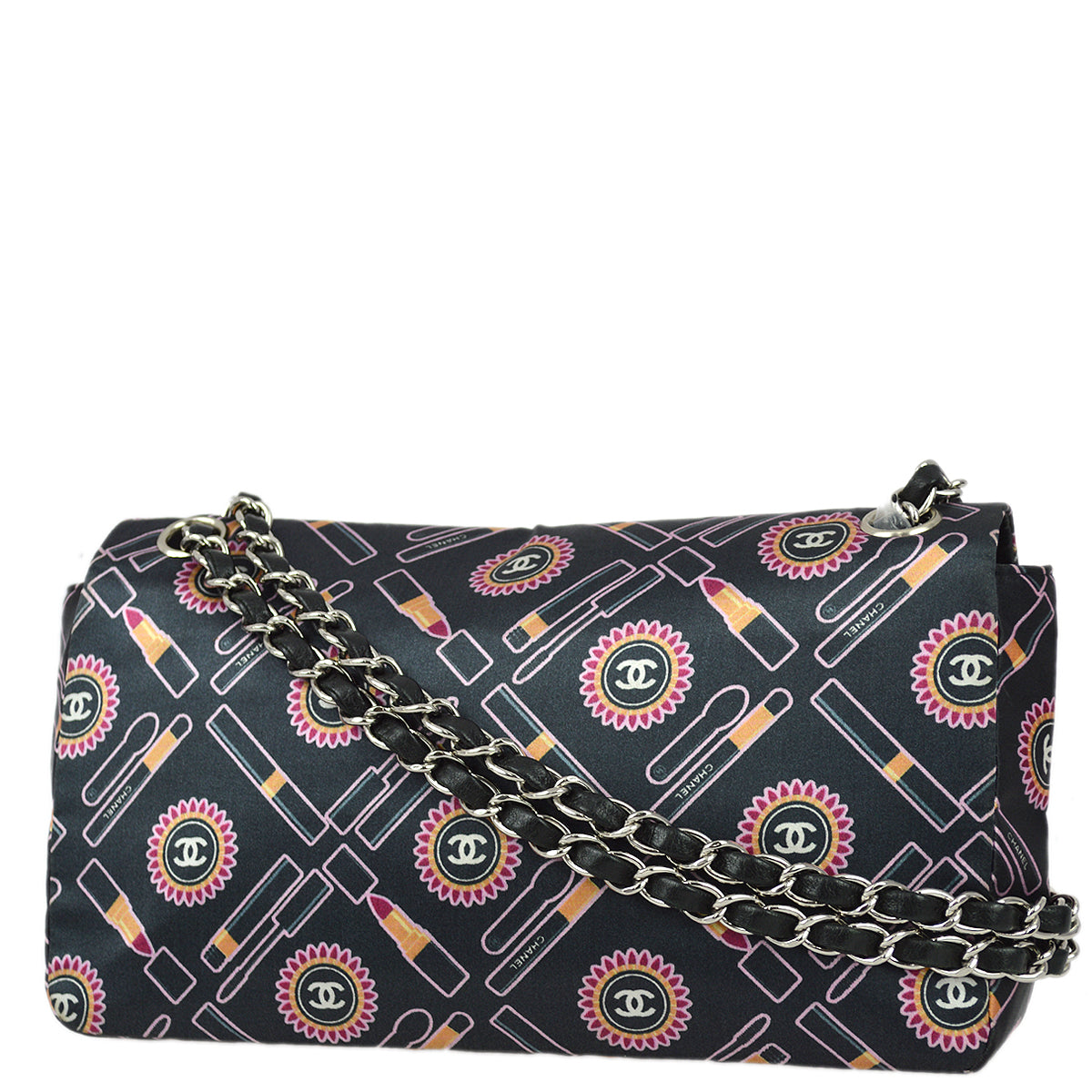 Luxury Chanel 2004-2005 Satin Lipstick Classic Single Flap Shoulder Bag