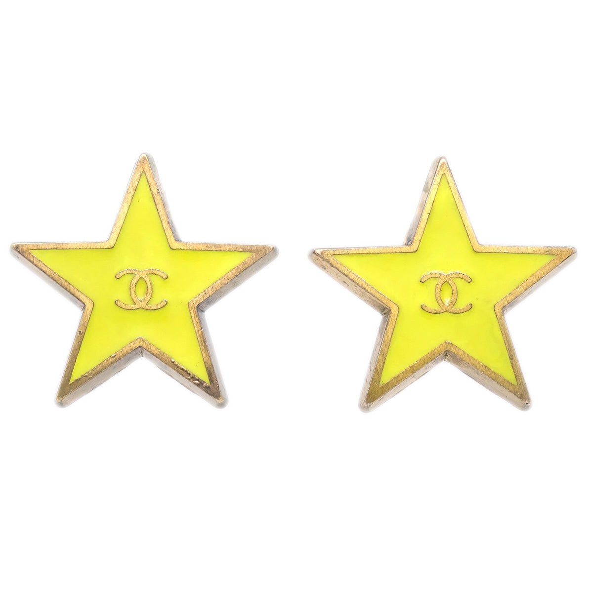 Luxury Chanel Star Earrings Clip-On Yellow 01P