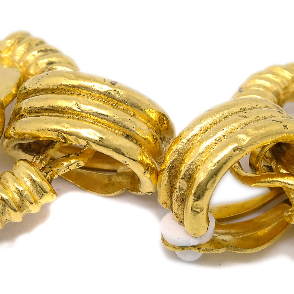 Luxury Chanel Hoop Dangle Earrings Gold Clip-On 94P