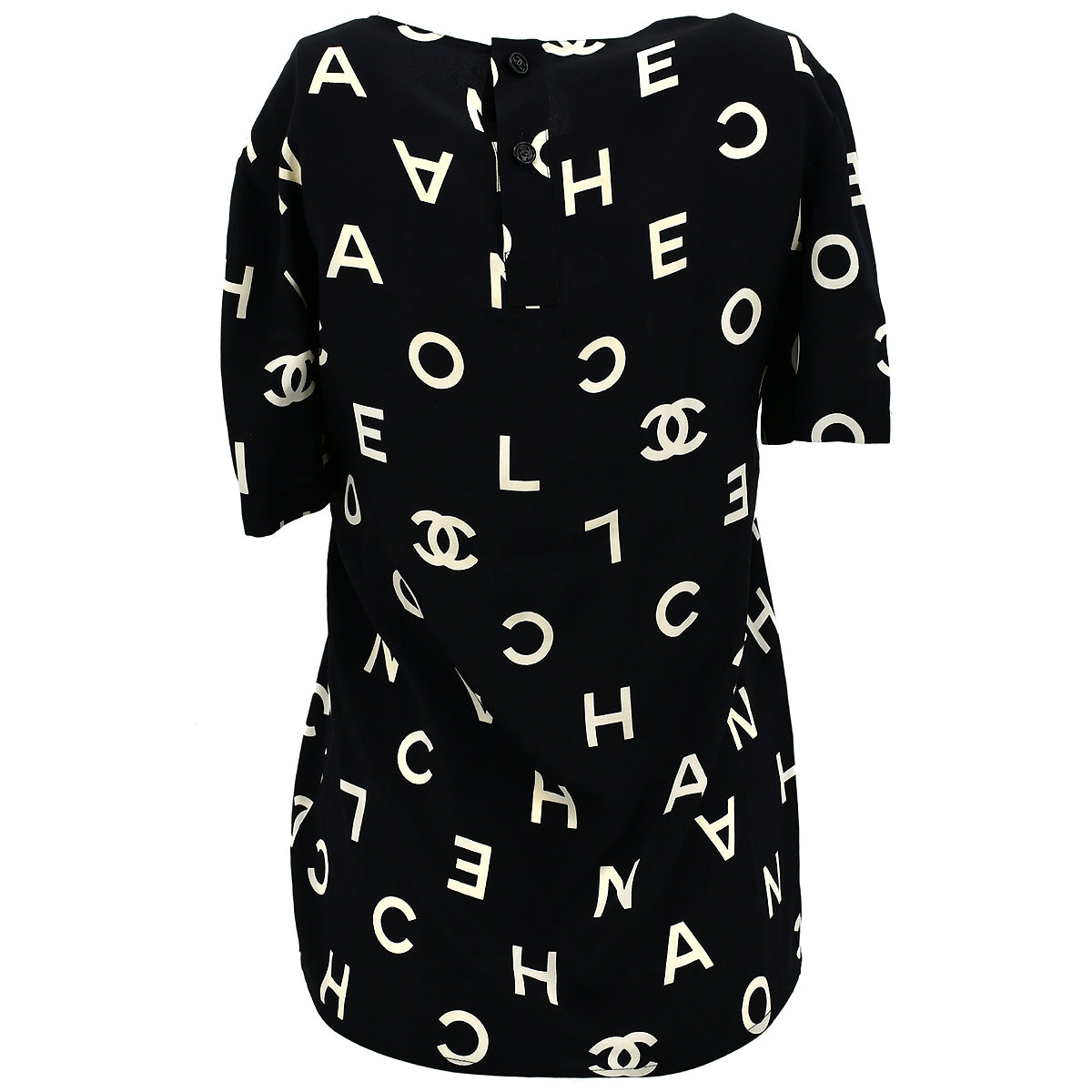 Luxury Chanel Spring 1997 Short Sleeve Shirt Blouse Tops Black 97P #38