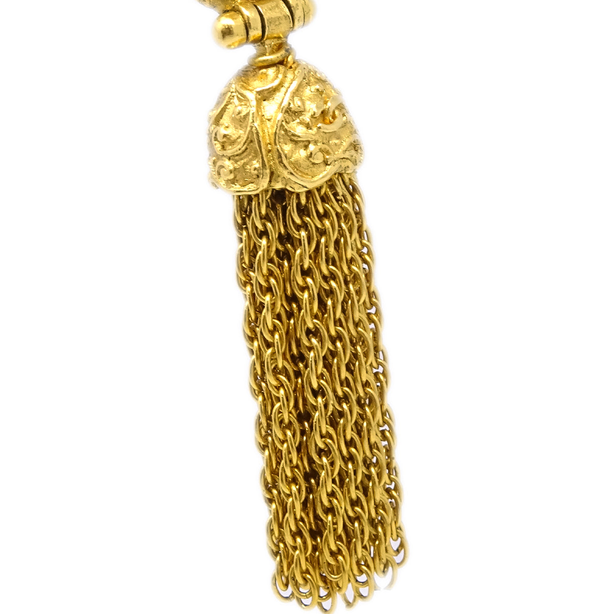 Luxury Chanel Fringe Charm Dangle Earrings Clip-On Gold 94A