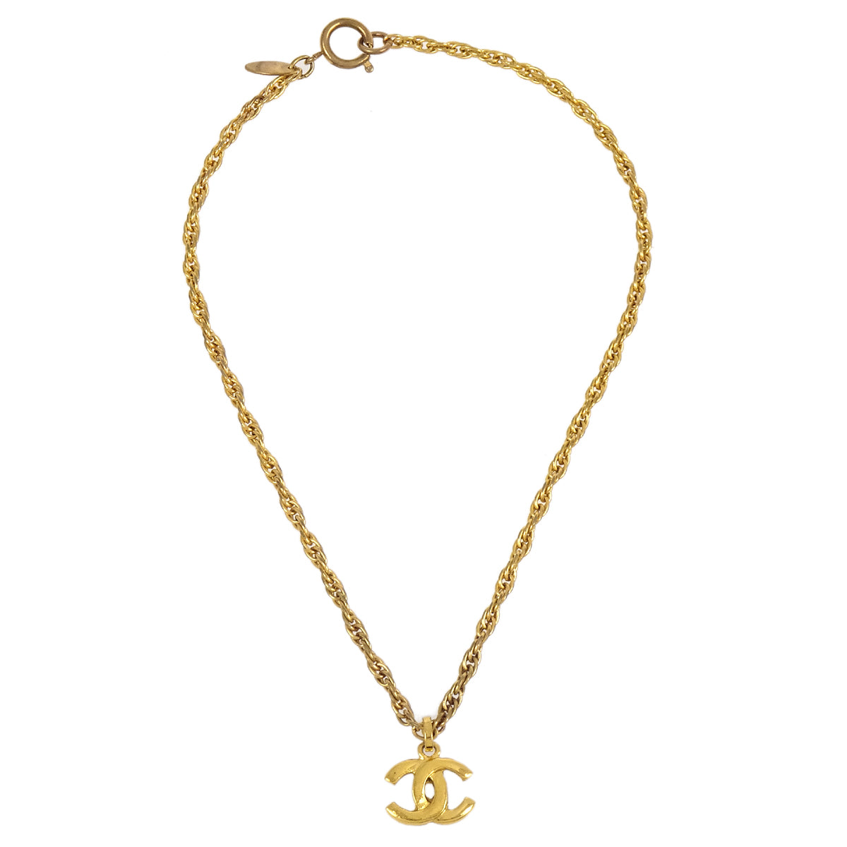 Luxury Chanel CC Chain Pendant Necklace Gold