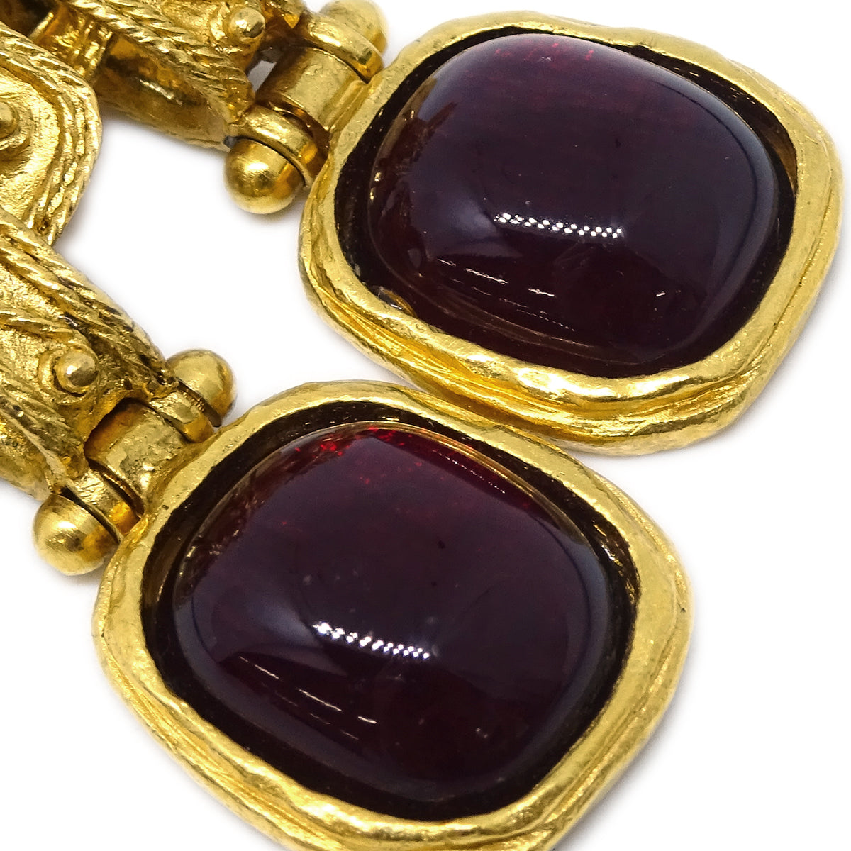 Luxury Chanel Filigree Gripoix Dangle Earrings Clip-On Gold 94A